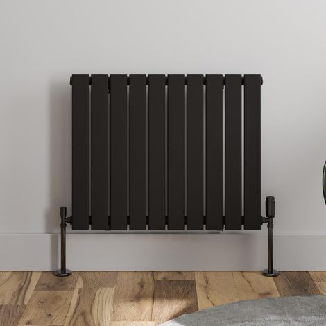 Black Flat Panel Designer Radiator Vertical Horizontal 600 x 756 Single Panel