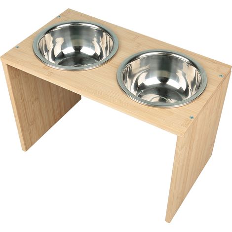 2 x bols antidérapants en acier inoxydable pour chien, support de bol pour chien, augmentation de la hauteur du bol pour chien, mangeoire stable antidérapante pour chien, bois (1/5)