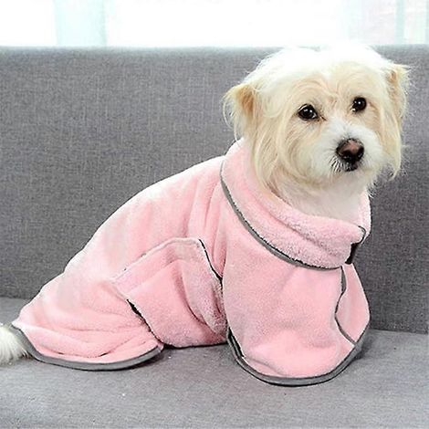 Serviette de bain pour chien, séchage rapide, peignoir doux, séchoir pour chien, accessoire de bain en microfibre, pour petits chiens et chats, taille M, rose (1/5)