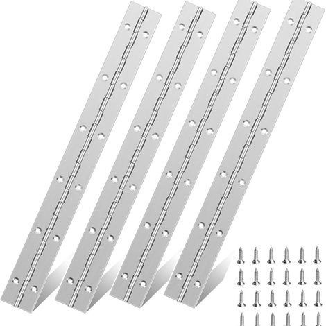 Pcs Charniere Piano, 30 cm Charnière Piano, Charniere Inox Continues pour portes d'armoires, pianos et fenêtres, avec vis (argent) (1/5)