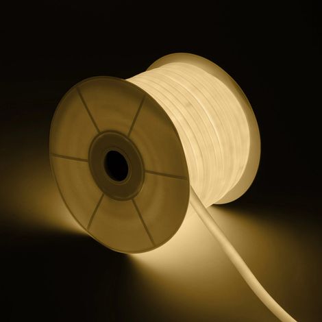 Bobina 50m Striscia LED Neon Regolabile 220V Bianco Caldo Circolare 360 9W/m IP67 Taglio 100cm Bianco Caldo (1/5)