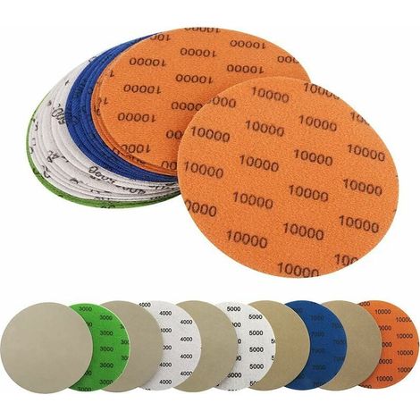Papier Abrasif Rond - 12 7 Cm - Grains 3000 4000 5000 7000 10000 - Usage Sec Et Humide - Pour Ponceuse Electrique Et Polissage Manuel - 25 Pièces