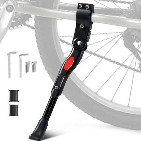 Béquilles de vélo Réglable en Alliage d'aluminium,Hauteur avec Pied en Caoutchouc Antidérapant,Béquille Velo Laterale,Support pour vélos 24-27 pouces, BMX, VTT, 700c-Noir (1/5)
