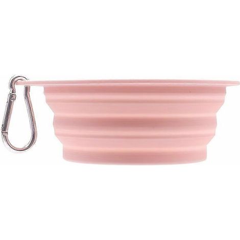 Comedero plegable de silicona para mascotas con mosquetón, recipiente portátil de 340 ml para comida y agua, comedero antideslizante de viaje para perros y gatos, ideal para senderismo y acampada. (1/5)