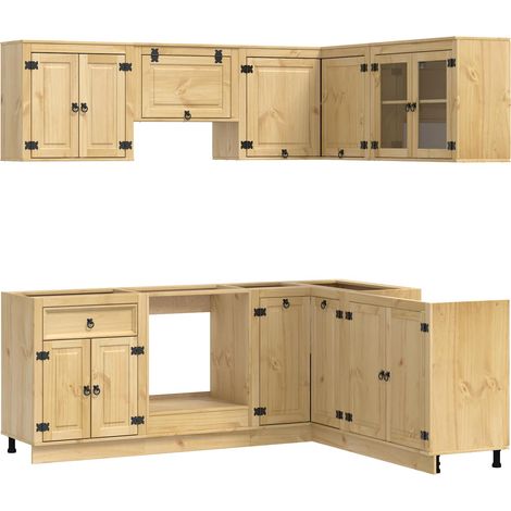 Mueble moderno con estantes 80 x 80 x 81,5 cm gran espacio de almacenamiento comedor pino macizo color miel 020056021 (1/5)