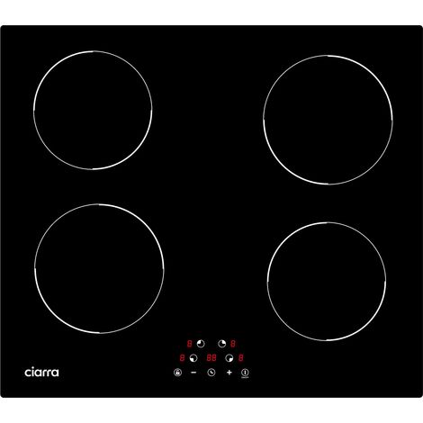 CIARRA Placa de Inducción 59cm 6000W Temporizador Tecla Sensible CIARRA Encimera CD4BIH-D