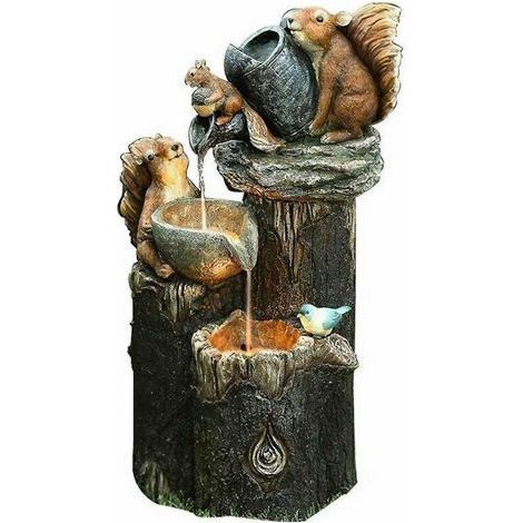 Solarbrunnen - LED-beleuchtete Gartenskulptur - Brunnen aus Polyresin in Steinoptik mit LED-Beleuchtung - 1 - Garten oder Terrasse Grau (1/5)