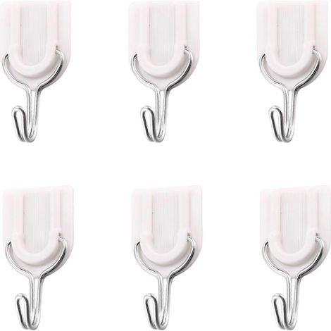 Lot de 6 crochets muraux/porte-serviettes adhésifs blancs pour salle de bain et cuisine (1/5)