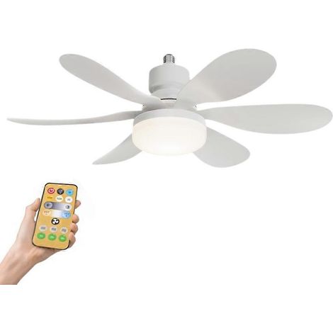 2-in-1 Deckenventilator mit einstellbarer Helligkeit, 40-W-E27-LED-Lampe, 6 Flügeln und Fernbedienung (1/5)