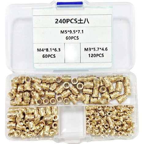 Tuerca de inserción térmica, material cobre, para impresoras 3D, caja de 240 unidades. (1/2)