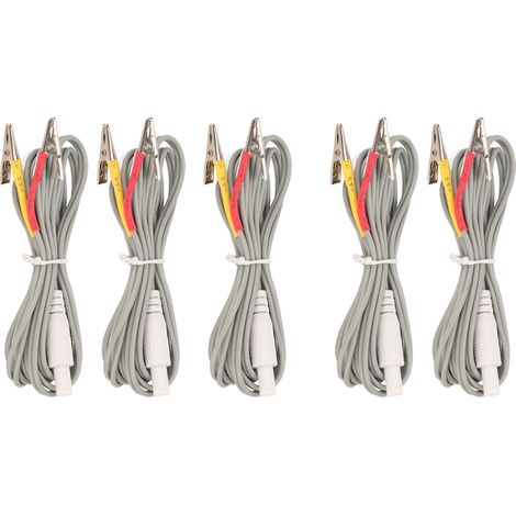 5 Pièces Fils Électrodes à Pince Câble de Thérapie Physique Portable pour Appareil TENS Gris (1/5)