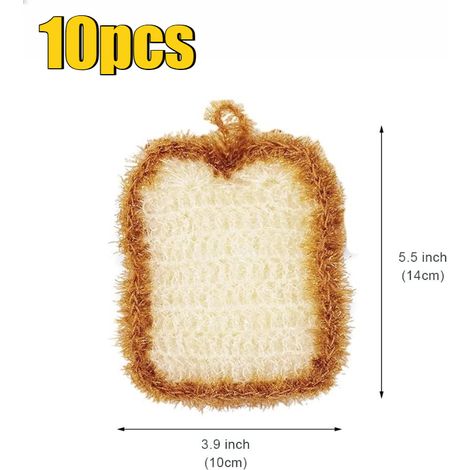 Lot de 10 tampons récurants frais pour maison : Tampon à récurer double-face pour pain, à suspendre et ranger, chiffon multifonction doux pour nettoyage de cuisine, Jaune crème (1/4)