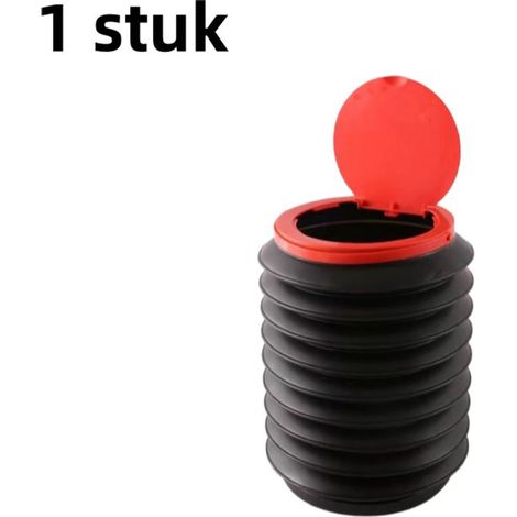 article - Poubelle pliable - 4L - Seau télescopique multifonction pour la voiture - Portable - Avec couvercle - Zwart et rouge (1/5)