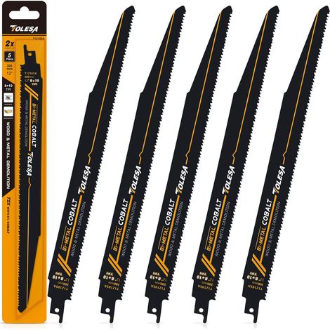 Reciprocating Saw Blades Metal 300mm 8+10tpi For Demolition Of Metal, Wood, Fibreglass Boards, Reinforced Plastic And Composite Materials 5 Pack (1/5)