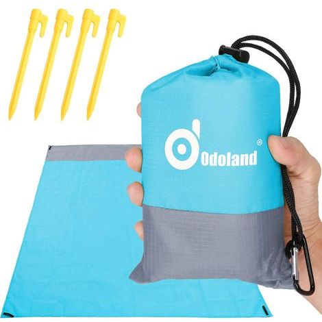 Beach Mat, Beach Blanket with Tent Stakes, Anti Sand and Waterproof Picnic Mat, 200 140cm, Lightweight Portable for Camping Picnic Travel Outdoor Events(Blue) (1/5)