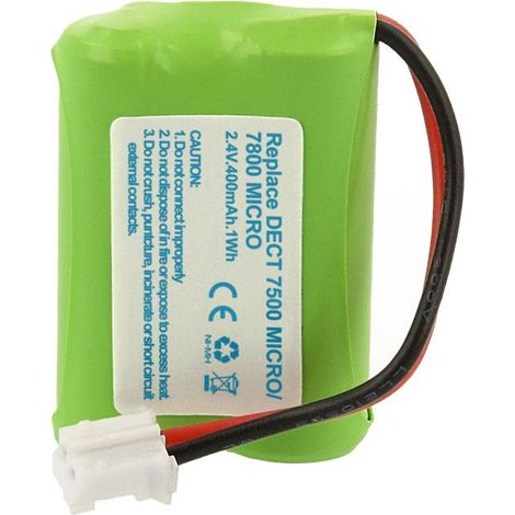 Akku 2/3AAA 2,4Vdc 400mA DECT7500 NiMh