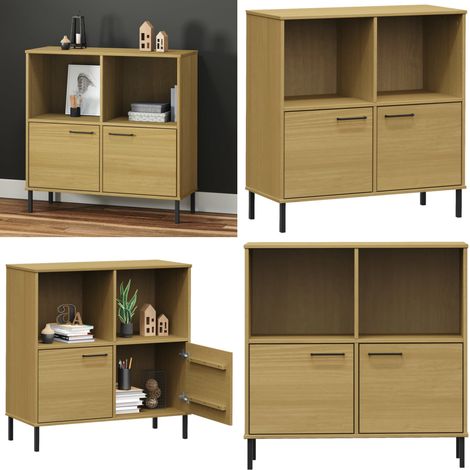 Bibliothèque avec pieds en métal Marron 90x35x90,5 cm Bois OSLO - Bibliothèque - Meuble Rustique - Étagère À Livres - Rangement Livre - Bibliothèque Design - Home & Living (1/5)