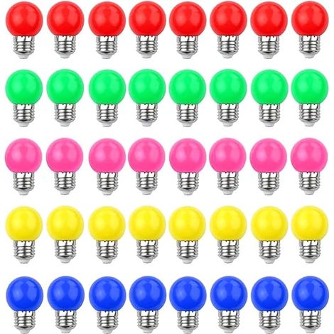Ampoule LED Couleur E27 3W 240LM E27 Culot à vis Ampoules Guirlande Maison Fête Décoration d'ambiance Multicolore Rouge, Jaune, Bleu, Vert, Rose (1/5)