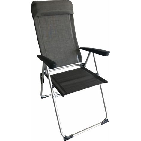 BAYASUN Fauteuil de Camping Eco Plus Appuie-tête Amovible Dossier Réglable Camping Car Gris (1/3)
