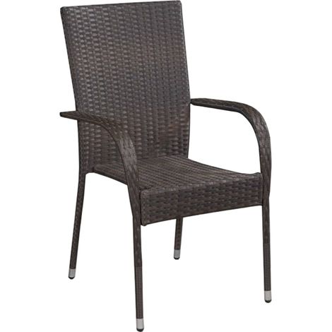INLIFE Chaises empilables d'extérieur 4 pcs Résine tressée Marron (1/5)