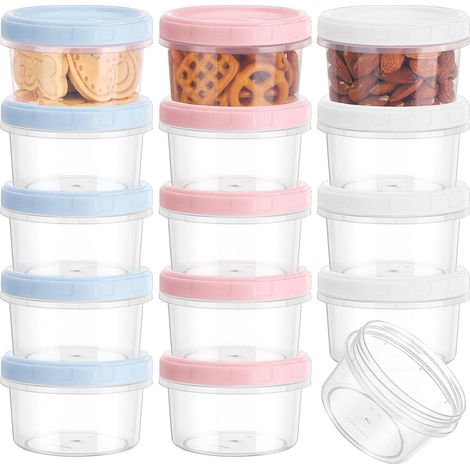 Lot de 15 boîtes hermétiques empilables en plastique, 200 ml, avec couvercles, pour les en-cas.-AquaForge (1/4)