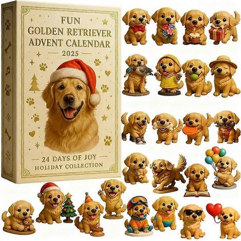 Calendrier de l'Avent de Noël avec motif de retriever, compte à rebours de 24 jours, pendentif sapin de Noël, décoration festive pour la maison (1/5)