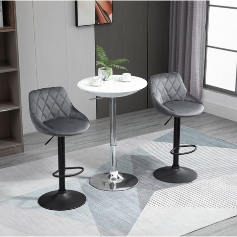 Silla alta giratoria regulable terciopelo gris oscuro OKMYHOME (1/3)