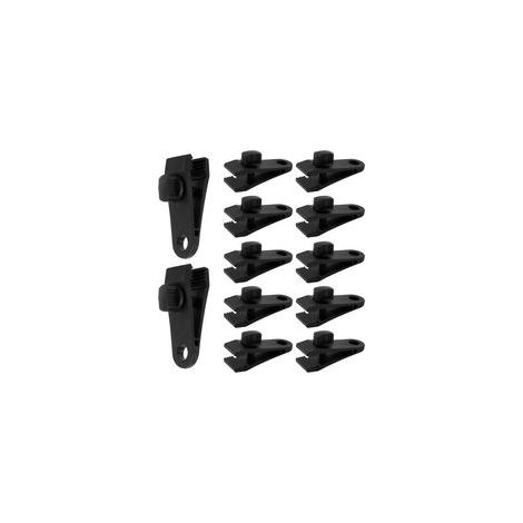 Lot de 12 Tendeurs de Bâche - Clips de Fixation Réglables pour Tente - Pinces Étanches en Plastique - Voile d'Ombrage - Jardin et Camping
