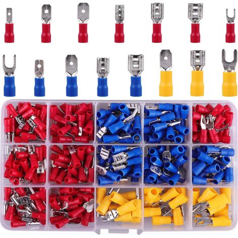 Cosse À Sertir - 330 Pièces Cosses Électriques Plats Et Fourches Pour Automobile - Cuivre Étamé PVC Isolé