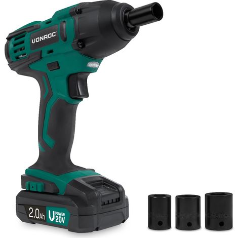 VONROC Clé à choc sans fil 20V – 150Nm - Avec 4 douilles Avec batterie et chargeur (1/3)