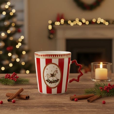 Tazza in porcellana con immagini natalizie con manica spezzata da 360 ml -Albero (1/5)