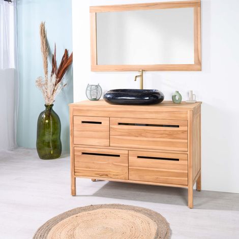 Mueble de baño de teca maciza para lavabo Sira 120 cm (1/5)