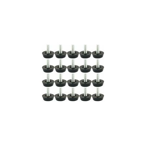Lot de 20 pieds de nivellement réglables pour meubles, patins de protection pour pieds de table et de chaise, vis de fixation 18 mm x M6 x 20 mm (1/3)