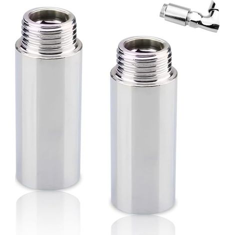 Lot de 2 rallonges de robinet 1/2" x 100 mm, 1/2" IG x 1/2" AG G1/2", rallonge filetée DN15, rallonge de pommeau de douche, valves d'angle (1/5)