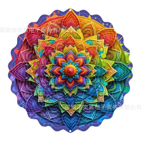 3D Mandala Wind Spinner - Classic Round Kinetic Hanging Metal Wind Catcher, Indoor Outdoor Fairy Tale Garden Sculpture for Thanksgiving, Christmas, Halloween, Mother's & Father's Day (1/3)