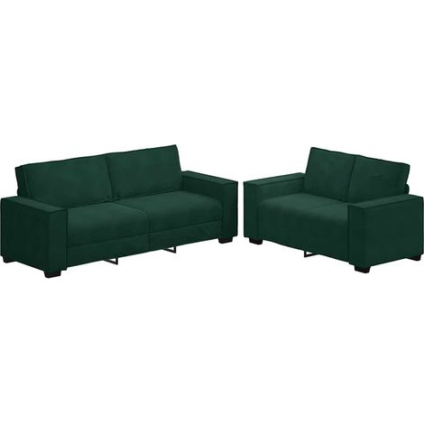 Maison Exclusive - Set di Divani 2 pz con Cuscini Verde scuro in Velluto (1/5)