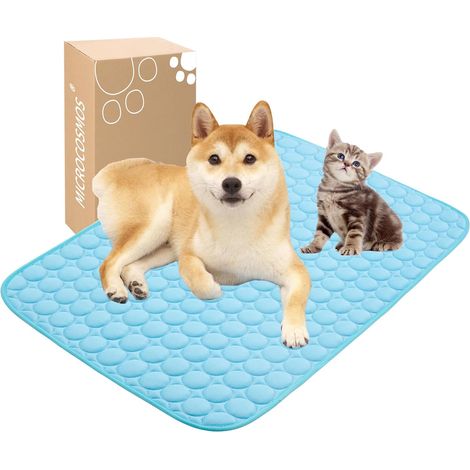 Tapis rafraîchissant d'été. Fabriqué à partir de matériaux sûrs, facile à transporter et à nettoyer. Offre un environnement frais et confortable aux animaux, aux enfants et aux adultes. (Bleu, 100 x 7 (1/5)