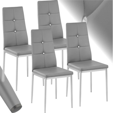 Ensemble 4 chaises salle à manger cuir synthétique paillettes gris