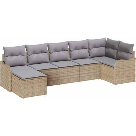 Maison Exclusive - Gartensofa-set 7 pcs Beige Poly-Rattan
