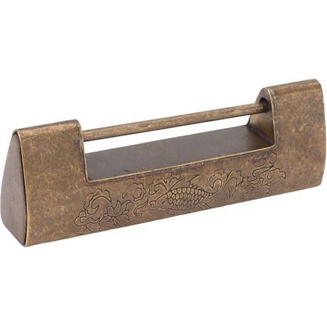 Serrures Horizontales Chinoises, Serrure en Laiton de Modèle de Pièce de Monnaie de Cuivre de Bon Augure de Modèle de Poissons pour la Collection (Couleur bronze) (1/4)