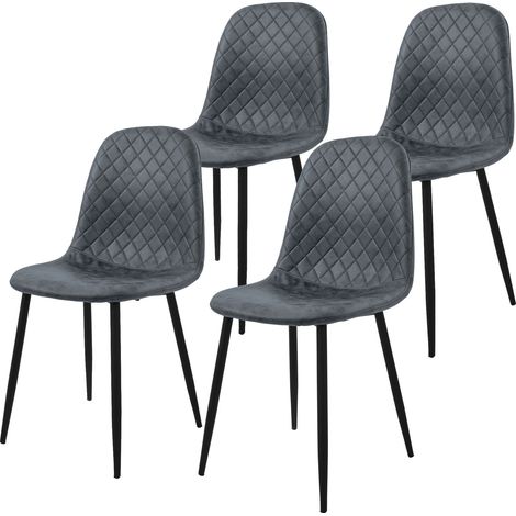 ML-Design Set di 4 Sedie per Sala da Pranzo Rivestimento in Ecopelle Antracite Poltroncine da Cucina con Schienale e Gambe in Metallo Seduta Ergonomica Sedia per Soggiorno Salotto (1/5)