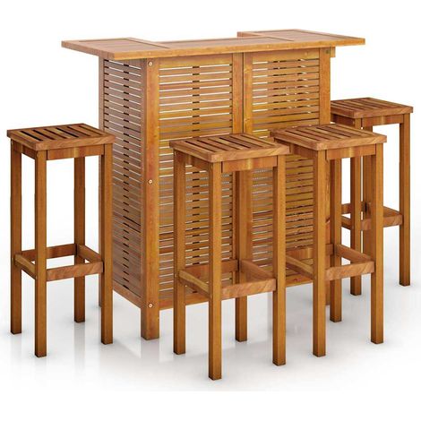 Maison Exclusive - Juego muebles de bar para jardín 5 pzas madera (1/5)