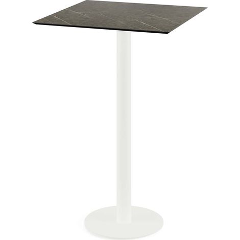 Urban mange-debout avec piètement blanc + plateau HPL noir 70x70 cm - Veba
