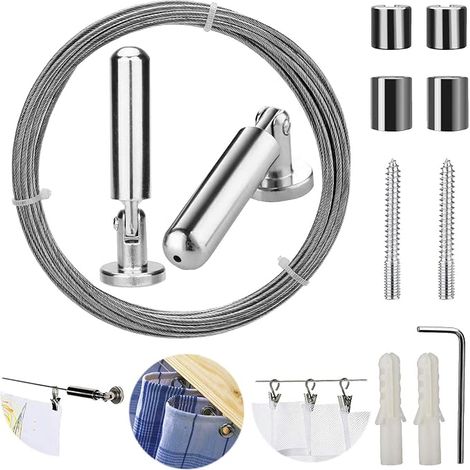 5M Stainless Steel Wall Hanging Cable for Window Curtain Hanging Photos, Arts and Crafts Projects (1/5)