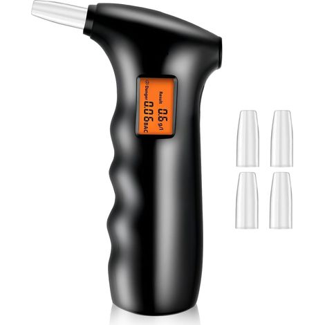 Etilometro, Etilometro Elettronico e 5 Boccagli, Display Digitale LCD, Tester Alcool con Sensore a Semiconduttore Portatile Professionale con Allarme, Personale per Uso Domestico (1/5)