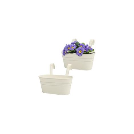 Hängeampel (2er-Set) – Hängepflanzgefäß mit abnehmbarem Haken – Für Zimmerpflanzen, Garten, Balkon und Zaun – Dekorativer 2-teiliger Blumentopf (Weiß, mit Abflussloch) – Crezuo