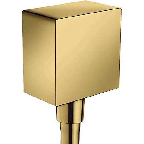 Hansgrohe Fixfit - Attacco per flessibile Square con valvola di non ritorno, color oro lucido 26455990 (1/4)