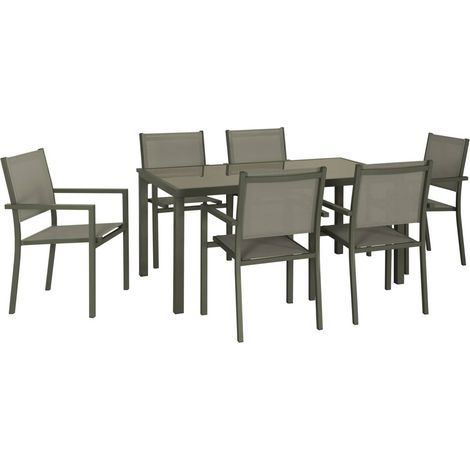 sweeek - Gartentisch Aluminium + 6 Sessel