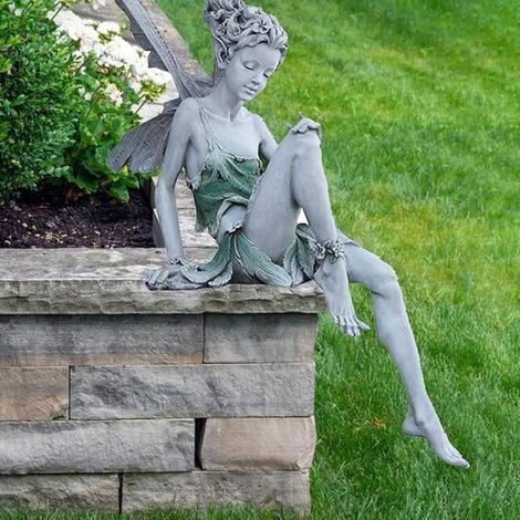2 statues de fée blanches, sculpture résistante aux intempéries, ornements de jardin féerique pour extérieur, idéal pour jardin anglais, balcon ou terrasse (1/3)