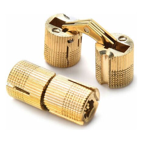 2 pcs Charnières Cylindriques Laiton Caché Dissimulé Charnière Invisible Tonneau Charnière pour DIY Boîte À Bijoux Main Artisanat Or(10mm) (1/3)